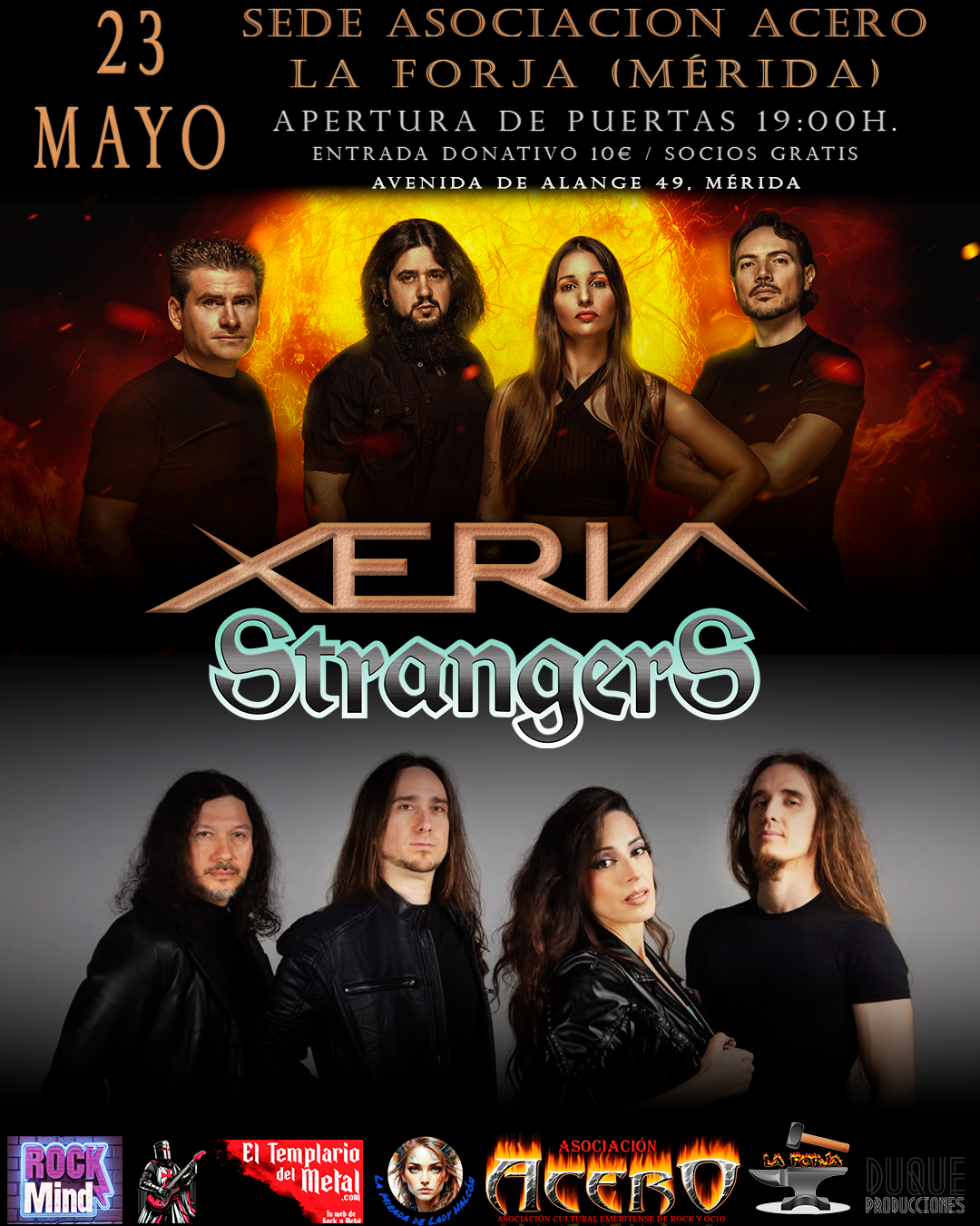 Xeria metal melódico en Mérida, sala La Forja, Asociación Acero